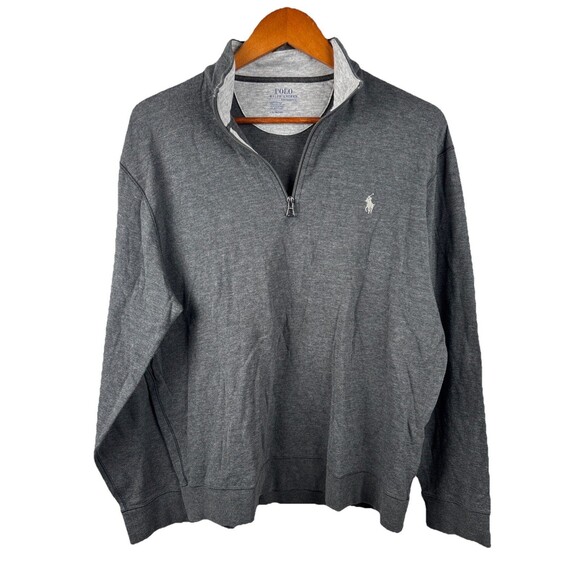 Polo Ralph Lauren Pullover Sweater Shirt Men Large Gray Performance 1/4 Zip - Picture 2 of 6